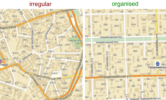 Two city layouts